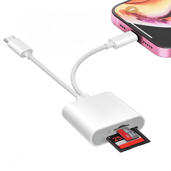GJX Sd Card Reader for Iphone Ipad, Usb C & Lightning Dual Interface Memory Card Reader, Digital Camera Adapter to Iphone/Macbook/Usbc Laptop for Sd/Tf/Sim Card, Plug & Play, Camera Accessories