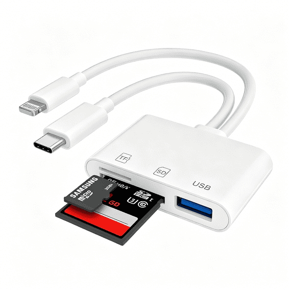 GJX Sd Card Reader for Iphone Pad with Usb C&Lightning,Dual Card Slot Usb 3.0 Memory Card Reader Supports Sd/Tf Card Camera Viewer Sd Card Adapter Portable Micro Sd Card Reader No App Plug&Play