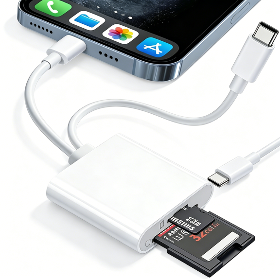 GJX Sd Card Reader for Iphone Usb C, Sd Card Reader Usb C Dual Interface Iphone Sd Card Adapter,Card Reader for Computer Computer Android/Usbc Laptop Sd/Tf/Sim Sd Card Reader