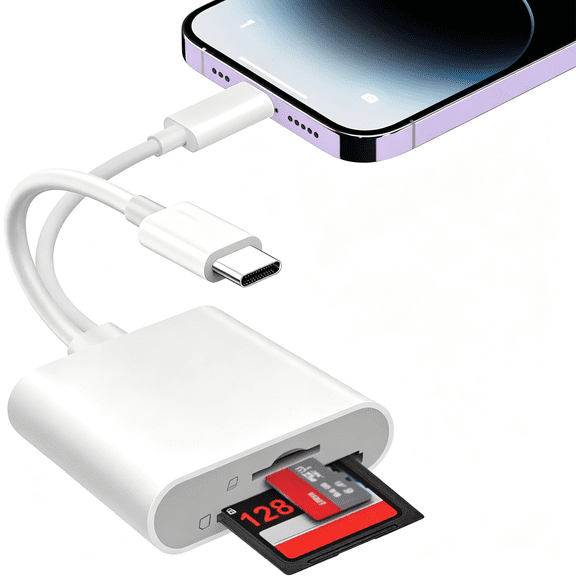 GJX Sd Card Reader for Iphone Usb C,Micro Sd Card Adapter,Dual Interface Memory Card Reader for Iphone/Macbook/Usbc Laptop for Sd/Tf Card,Plug&Play