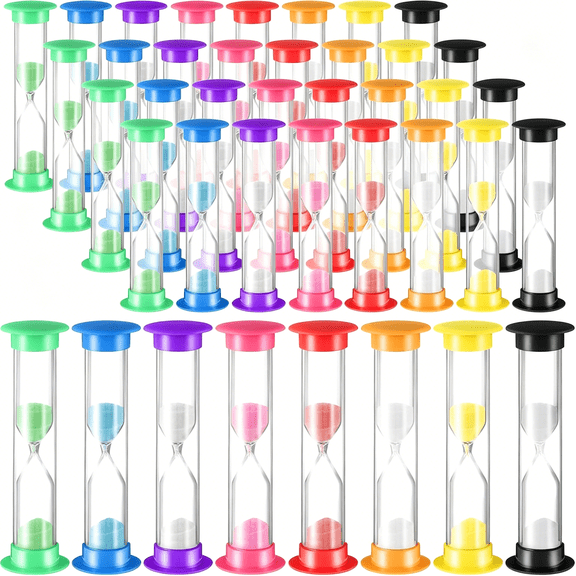 GJX Set of 40 Pcs Sand Timer Kids 1 Minute Sand Timer Classroom 1 Minute Acrylic Covered Hourglass Clock for Preschool Teacher Supplies,3.35 x 0.98 x 0.98 Inches (Multicolor)