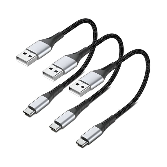 GJX Short Usb C Cable 1Ft,3-Pack Usb a to Usb C Cord 1 Foot Usb C Charger Cable Fast Charging Braided Usb Type C Short Cable