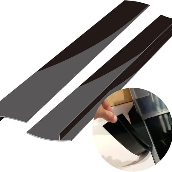 GJX Silicone Stove Counter Gap Cover 21 Inch Gap Filler 2 Pack Black Easy Clean Gap Filler Sealing Spills Kitchen Counter Appliances Stovetop Washer Dryer Oven Side Stove Gap Cover