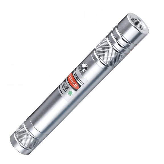 GJX Silver Laser Pointer, High Power Presentation Tool with Light Combo, Long Lasting Battery for Teaching, Lecture, Office, Business and Pet Play