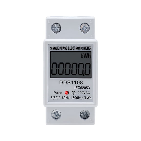 GJX Single Phase Electric Energy Meter 220V 60A, LCD Digital Watt-Hour Monitor for Home, Power Consumption Tracking for Household Appliances