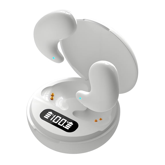GJX Sleep Earbuds for Side Sleepers,Ultra-Slim Ergonomic Sleep Headphones for Side Sleepers,48H Playtime Wireless Ear Buds with Bluetooth 5.3,IPX Waterproof Noise Cancelling Earbuds for Sleep,White