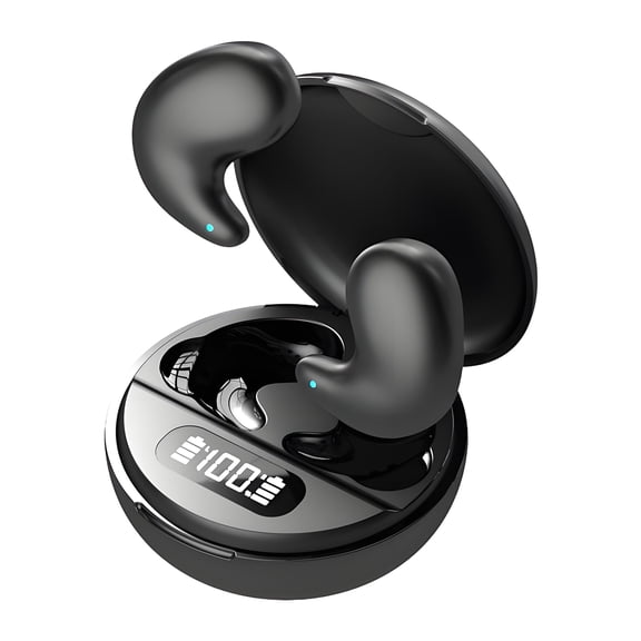GJX Sleep Earbuds,Ultra-Slim Ergonomic Sleep Headphones for Side Sleepers,48H Playtime Sleep Headphones with Bluetooth 5.3,IPX Waterproof Noise Cancelling Wireless Earbuds,Black