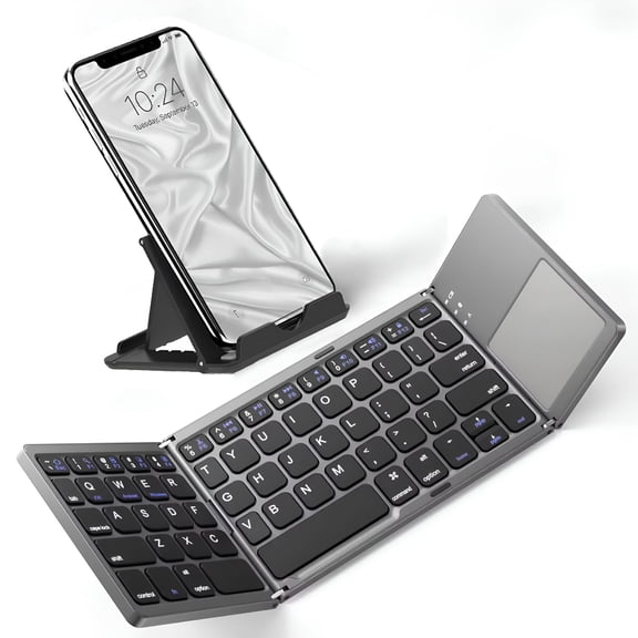 GJX Slim Foldable Wireless Keyboard Compatible with Microsoft Surface Pro 11 with Touchpad Mouse Fully Universal Providing 48H Use,560 Days Standby,Portable,Compact,Tri-Fold,Rechargeable