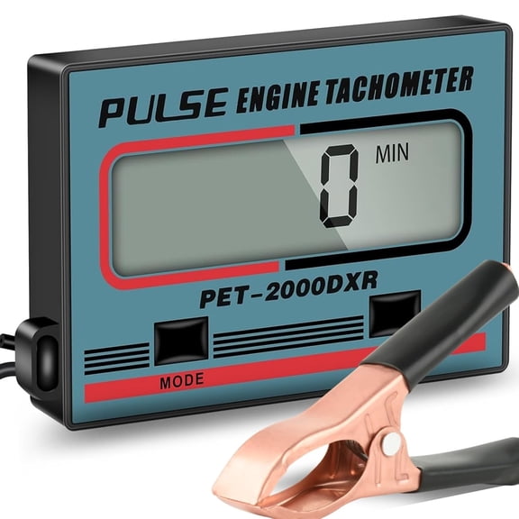 GJX Small Engine Tachometer Digital Chainsaw Rpm Gauge Tiny Tach Hour Meter Clip Mini Inductive Pulse Tachometer Rpm Gauge Tester for Motorcycle Marine Outboard Boat Diesel Mower Tacho Meter