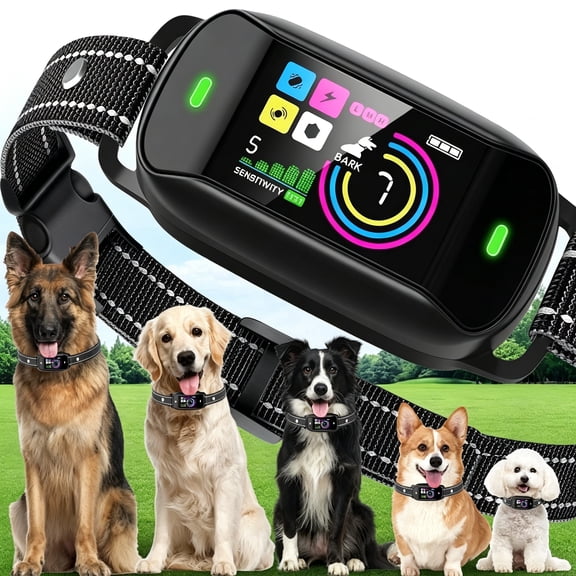 GJX Smart Bark Control Training Aids 4 Training Modes, Ai-Powered Bark Detection, Waterproof & Humane Design for All Dogs (8-120+ Lbs) Dog Bark Deterrent Devices