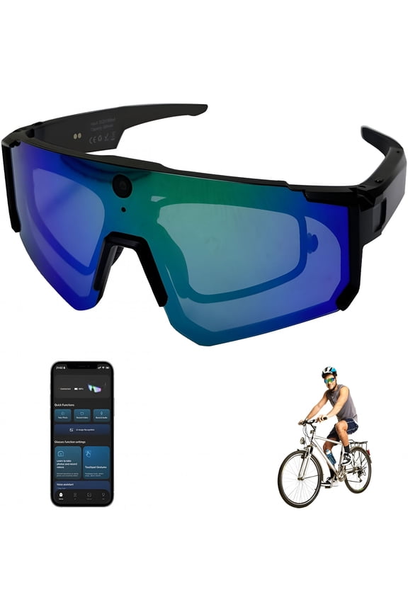 Smart Glasses with Camera 4K,8Mp Hd Pov Video Recording Glasses with Camera,Built-In Storage(No Sd Card Needed),Wearable Tech Bluetooth Sunglasses for Outdoor Sports Cycling