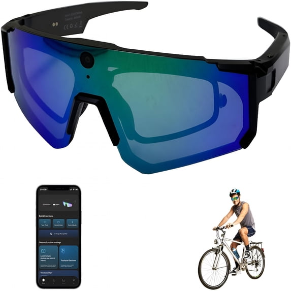 GJX Smart Glasses with Camera 4K,8Mp Hd Pov Video Recording Glasses with Camera,Built-In Storage(No Sd Card Needed),Wearable Tech Bluetooth Sunglasses for Outdoor Sports Cycling