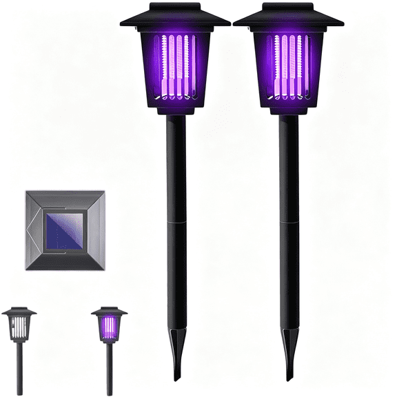 GJX Smart Solar Dual-Mode Garden Zapper,2026 Solar Powered Mosquito Zapper(Solar Mosquito Zapper 2Pc)