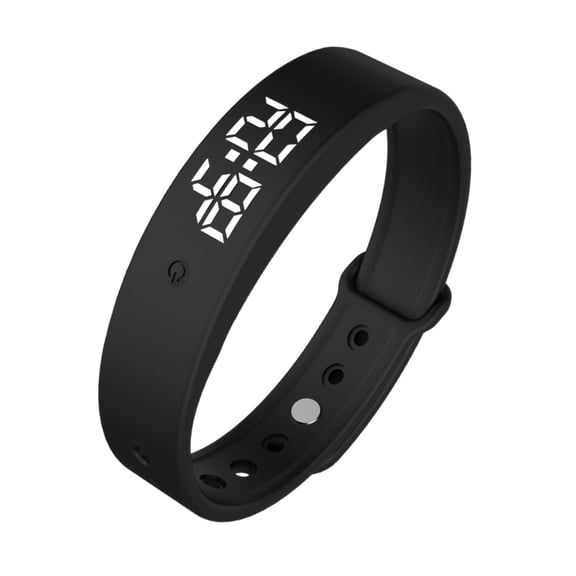 GJX Smart Vibration Alarm Clock Bracelet with Body Temperature Monitor, Ipx5 Waterproof Led Display Wristband, Rechargeable Silent Wake-Up Bracelet for Heavy Sleepers Men Women, Black