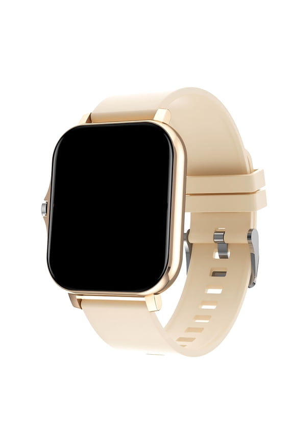 Smart Watch for Men & Women, 1.7 Inch IPS Touch Screen, Bluetooth Calling, Fitness Tracker, IP67 Waterproof, Gold Stainless Steel Strap