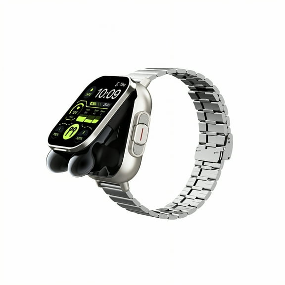 GJX Smart Watch with Earbuds,Miss Important Messages Headset Smart Watch,Click to View Sports Smartwatch,Silver