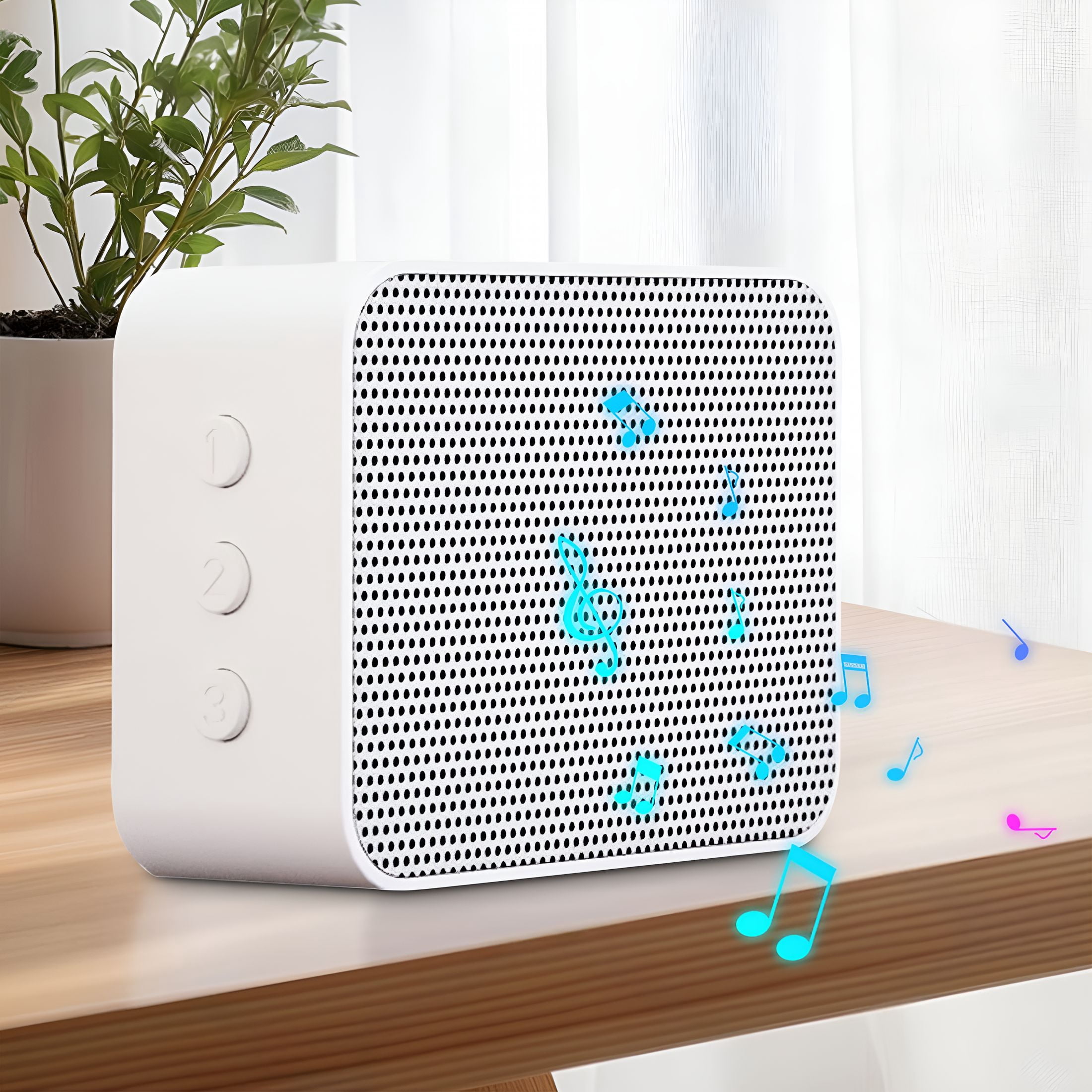 GJX Smart White Noise Machine,Stress Relief Sleep Aid for Adults,3-In-1 Sound Therapy with Music&Nature Sounds,Compact Portable Bedside Sleeper for Home,Office,And Travel White