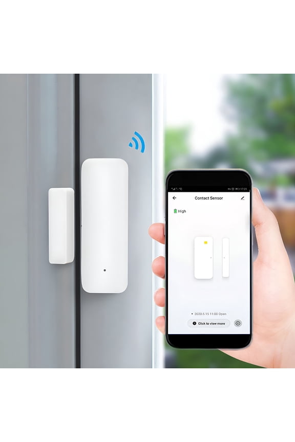 Smart WiFi Door Sensor,Wireless Window Sensor Real-time Message Notification,Home Security Door Open Entry Sensor White