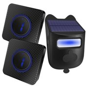 GJX Solar Driveway Alarm,984 Ft Long Range Wireless Driveway Alarm,Security Garage Intruder Motion Sensor with 2 Receiver and 1 Sensor,Property Protection Security Systems for House