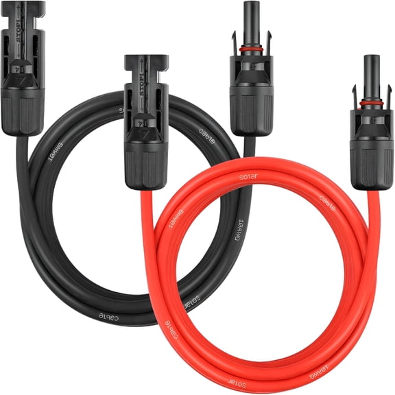 GJX Solar Panel Extension Cable-10Awg 10Ft Solar Wire Cord 10 Gauge Pv Wire with Female&Male Waterproof Connector for Rv,Photovoltaic Systems,Home,Boat,Solar Panels
