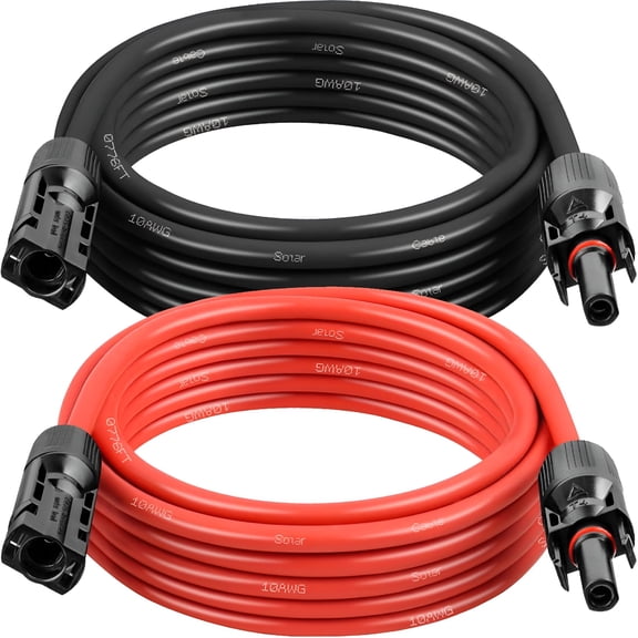 GJX Solar Panel Extension Cable-10Awg 10Ft Solar Wire with Female&Male Waterproof Connector Pv Wire for Rv,Photovoltaic Systems,Home,Boat,Solar Panels