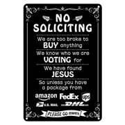 GJX No Soliciting Tin Sign,Humorous No Soliciting Sign No Sales Tin Plaque,Clear and Direct Message Long-lasting Iron Material No Soliciting Sign,Multicolor,11.8*7.8In