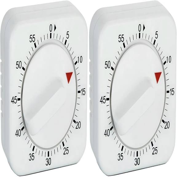GJX Square 60 Minute Mechanical Kitchen Timer,Easy to Use Visual Cooking Timer with Strong Magnet and Loud Alarm,Manual Countdown Timer for Classroom,Home,Study and Cooking (2 Pack)
