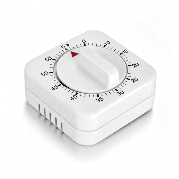 GJX Square 60 Minute Mechanical Kitchen Timer-Visual Kitchen Cooking Timer Clock with Loud Alarm-No Batteries Required-Manual Countdown Timer for Classroom,Home,Study and Cooking (White)