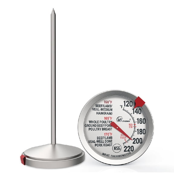 GJX Stainless Steel Meat Thermometer Oven Safe,Leave-In Probe Food Thermometer with 2.5-In Dial,Ipx8 Waterproof,Nsf Certified,For Cooking Steak Chicken Turkey Beef Pork Lamb