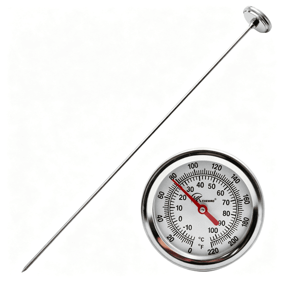 GJX Stainless Steel Thermometer,20 in Probe,For Frying,Brewing,Fermentation,Compost,Candle Making,Perfect Oil Thermometer for Frying