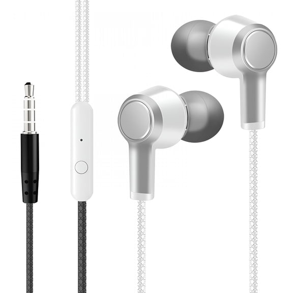 GJX Stereo Earphones,3.5Mm Wired Earbuds with Microphone,Enhanced Bass And Clear Audio,For Music Streaming Podcasts And Videos on Smartphones(White)