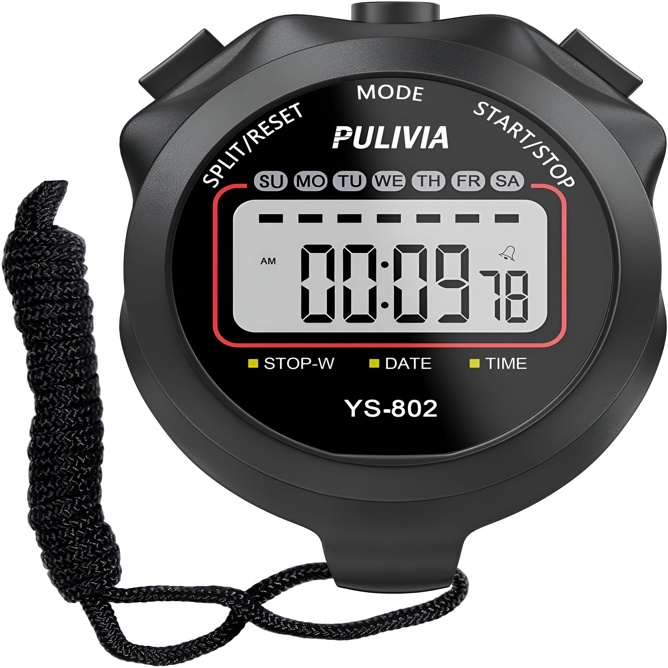 GJX Stopwatch Timer Lap Split Digital Stopwatch with Clock Calendar ...