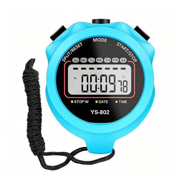 GJX Stopwatch Timer Only Stopwatch Mode, On/Off Silent Large Display Simple Operation, without Clock Date Countdown, Digital Stop Watch for Sports Kids Coaches, Blue