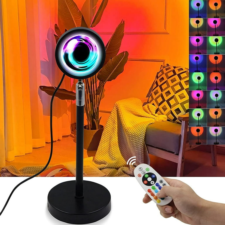 Sunset Light Sunset Lamp Projector 16 Colors Modern Sunrise Projection Lamp USB Charging Night Light with Remote Control for Atmosphere Sleep Room