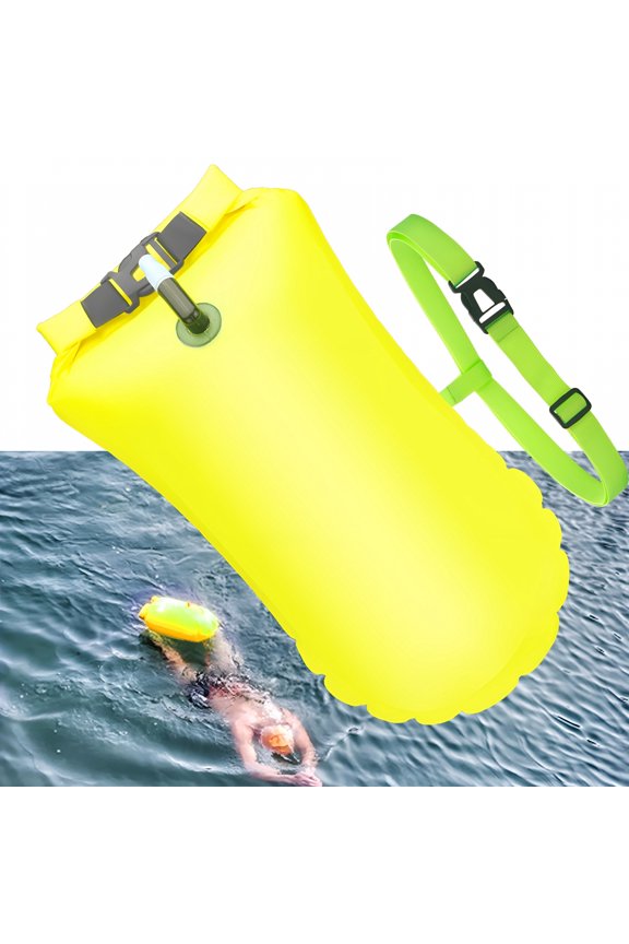 Swim Buoy 15L Waterproof Dry Bag Swim Safety Float PVC Inflatable Swim Buoy Bags In Yellow for Water