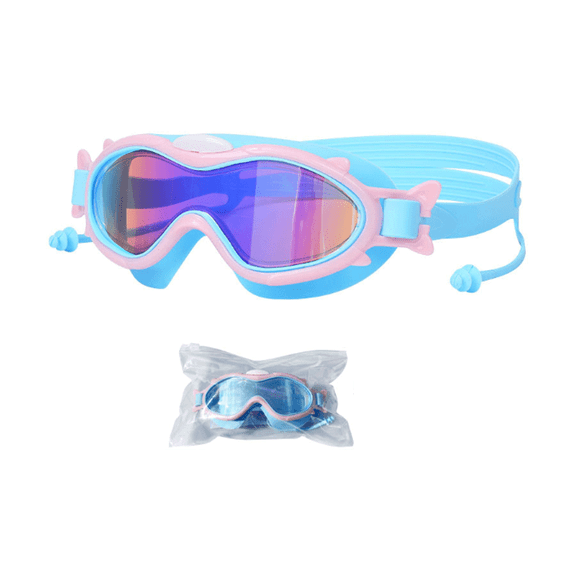GJX Swimming Goggles,HD Large Anti-Fog Lenses Kids Swim Goggles,UV Protection Kids Goggles,Blue Pink