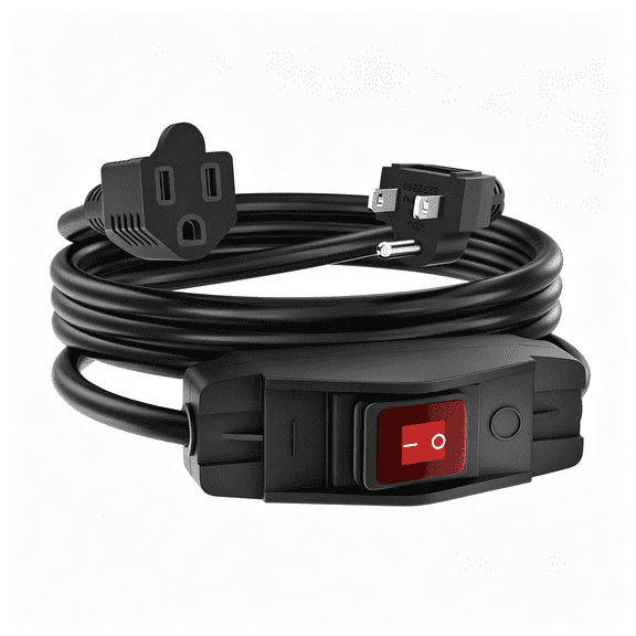 GJX Switched Extension Cord 8 Ft Outdoor 14Awg 3 Prong Extension Cord with Switch On/Off 15A 125V Waterproof Lighted Inline Power Switch for Electrical Equipment