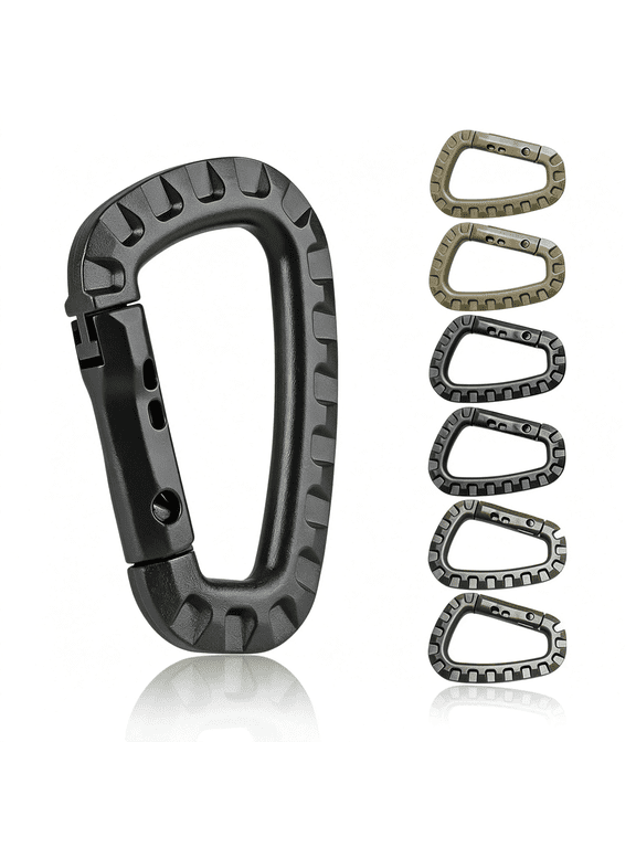 Tactical Gear Carabiner Keychain Clip Plastic D-Rings Large Key Chain Heavy Duty Snap Hook for Backpack, Belt, Keyrings, Bags, Bottle, Tent, Camping, Versatile Large Carabiner