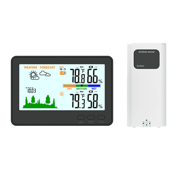 GJX 2026 New Temperature Gauge Convenient Wireless Connection Indoor Thermometer Constant Night Light Screen for Easy Reading Thermapen Instant Read Thermometer,Black