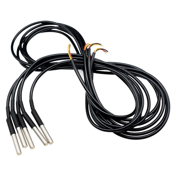 GJX Temperature Sensors,5Pcs 5M Waterproof Digital Probes with Stainless Steel Cable for Arduino,Raspberry Pi Projects Temperature Sensor