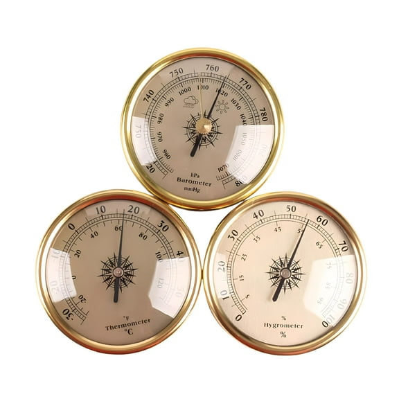 GJX Thermometer Humidity Barometer Gauge: Humidity Meter,Indoor Outdoor Thermometer,Barometric Pressure Gauge,for Home Wall,Fishing Boat,Office,Terrace,3Pcs Weather Stations Wireless Indoor Outdoor