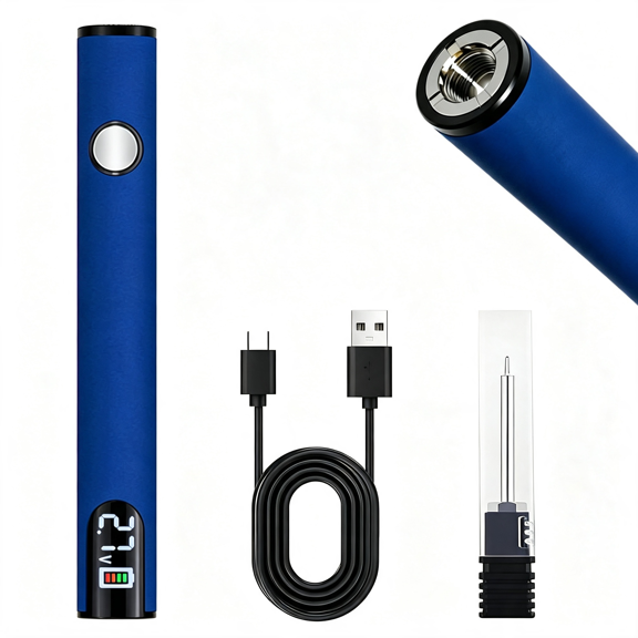 GJX Thread Burner Kit, Lcd 2.7V/3.4V/4.2V, Rechargeable(Blue) | 510 Threaded Tips, Usb-C Charging Cable Included, Stainless Steel, for Beading, Leather Craft, Sewing, Weaving and Stringing