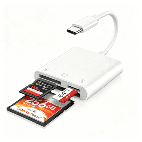 GJX Three Slots Usb C Sd Card Reader,Type C Digital Camera Adapter,White,Compact Flash Trail Camera Viewer,3-In-1 Sd/Tf/Cf Memory Card Reader for Iphone 17/16/15,Ipad,Macbook,Imac,Android