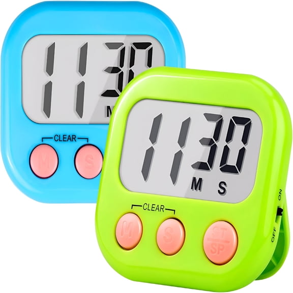 GJX Timer for Kids,Teachers Supplies Digital Kitchen Timers,Large Magnetic Classroom Timer,2 Pack - Blue Green