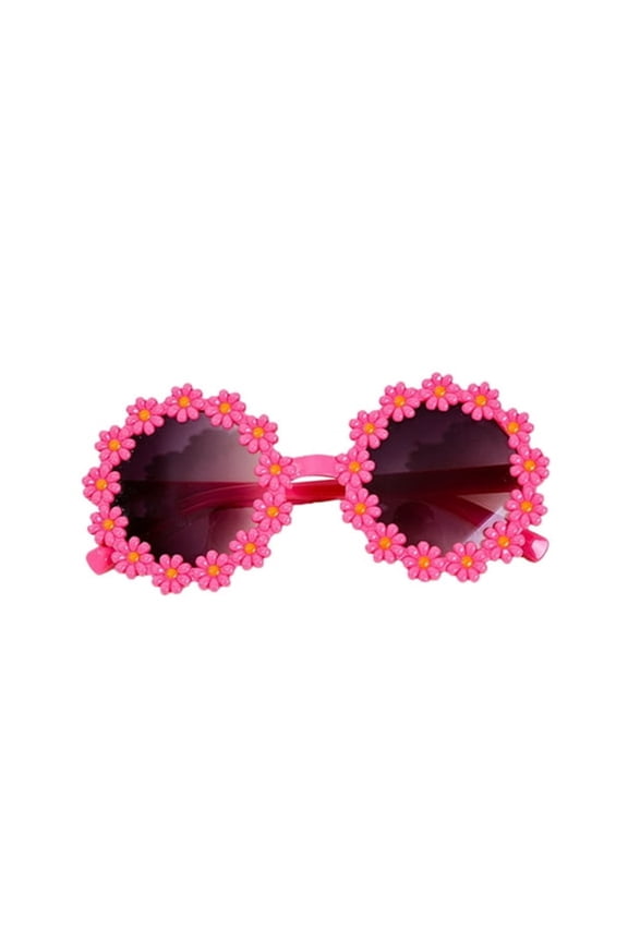 Toddler Girls Round Flower Sunglasses Kids Flower Polarized Sunglasses Cute Glasses Uv 400 Protection for Outdoor Beach Holiday Glasses Shades Baby Girls Boys Age 2-10