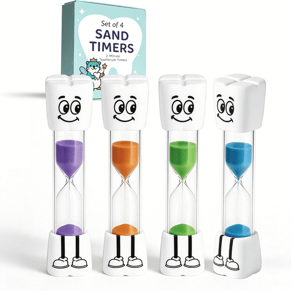 GJX Toothbrush Timer for Kids-2 Minute Sand Timer for Brushing Teeth-Teeth Brushing 2 Minute Sand Clock-Two Minute Hour Glass-Easy Nighttime Routine-Multi-Color Smiley Face for Kids