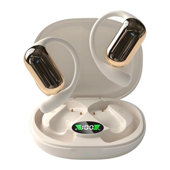 GJX Translation Headphones,Ai Translation Earbuds Real Time for 117 Languages,TD5.0 Directional Sound Transmission Language Translator Earbuds Compatible with Windows,IOS,Android,Beige