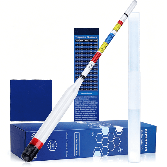 GJX Triple Scale Hydrometer, Alcohol Hydrometer for Wine, Mead, Kombucha & Beer, Mead Making Kit, (Abv Tester, Brix, Specific Gravity Hydrometer), Hydrometer Alcohol Kit for Wine Brewing