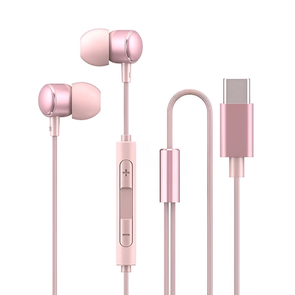 GJX Type-C Wired Earbuds with Mic, Noise Isolating In-Ear Headphones for Phones/Laptops/PC, Hi-Fi Stereo Bass Sound