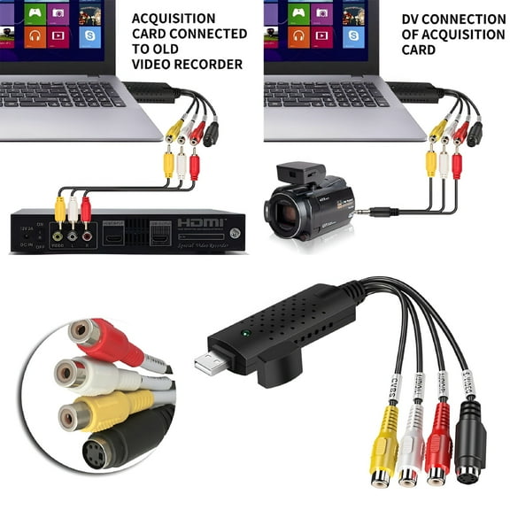 GJX USB 2.0 VHS to Digital Converter, Video Capture Card with RCA and S-Video Inputs for PC and Mac